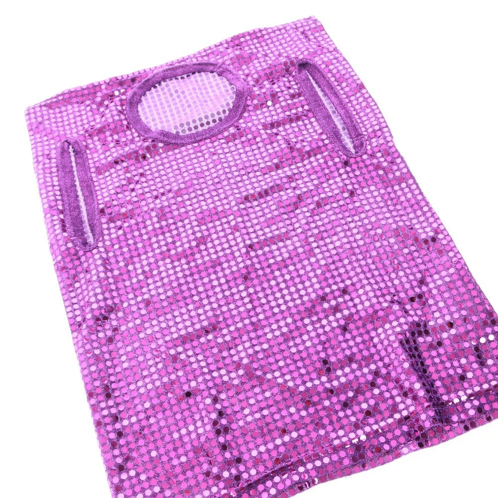 ■ コムデギャルソン ノースリーブ トップス スパンコール スクエア レディース S パープル