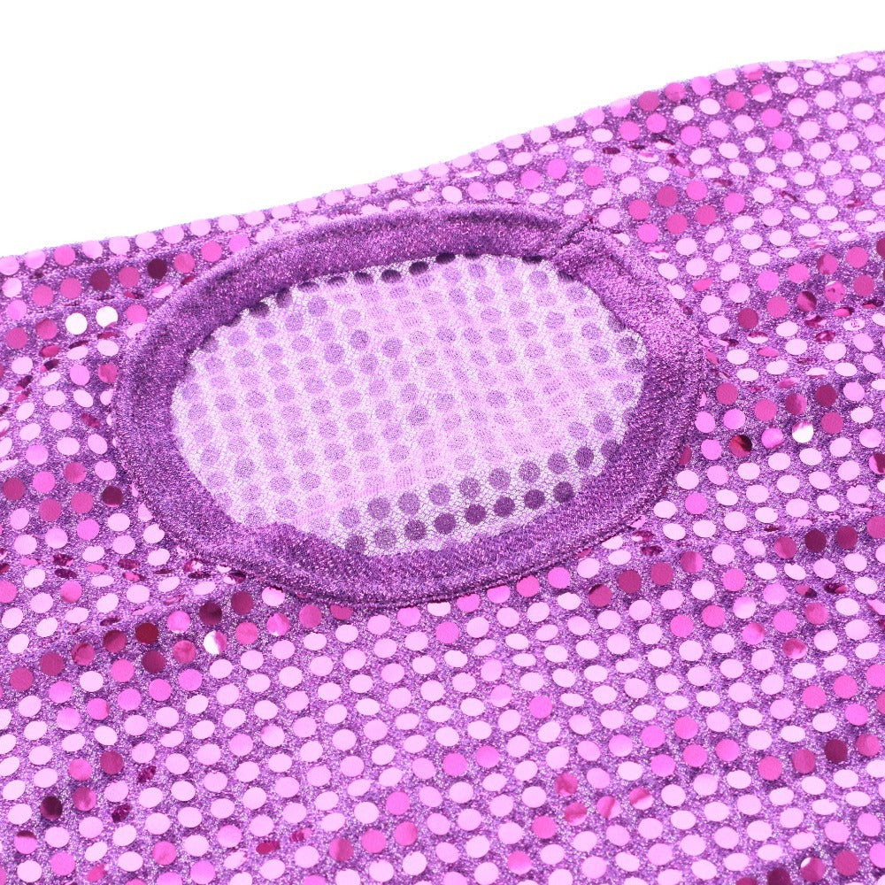 ■ コムデギャルソン ノースリーブ トップス スパンコール スクエア レディース S パープル