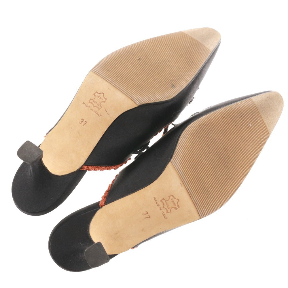 ■ マノロブラニク サンダル 靴 レースアップ フラワー レディース 37 （23.5cm相当） ブラック