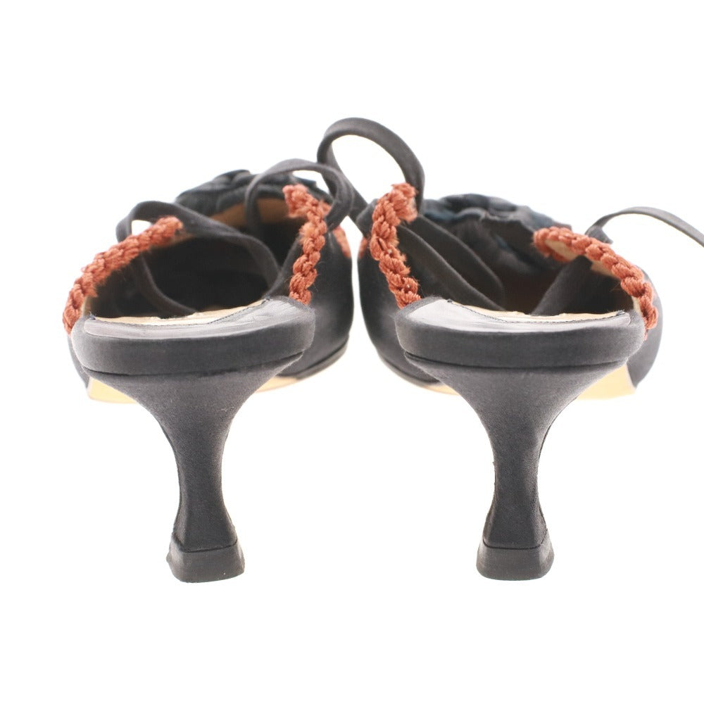 ■ マノロブラニク サンダル 靴 レースアップ フラワー レディース 37 （23.5cm相当） ブラック