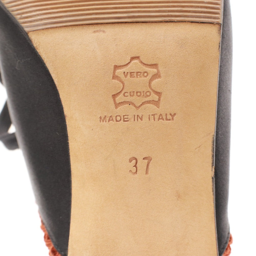 ■ マノロブラニク サンダル 靴 レースアップ フラワー レディース 37 （23.5cm相当） ブラック