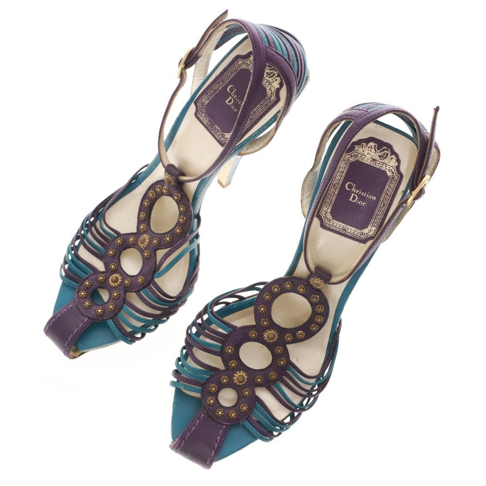 ■ Christian Dior Women's Party Sandals, Stiletto Heels, Size 36 1/2 (23.5cm), Purple and Blue