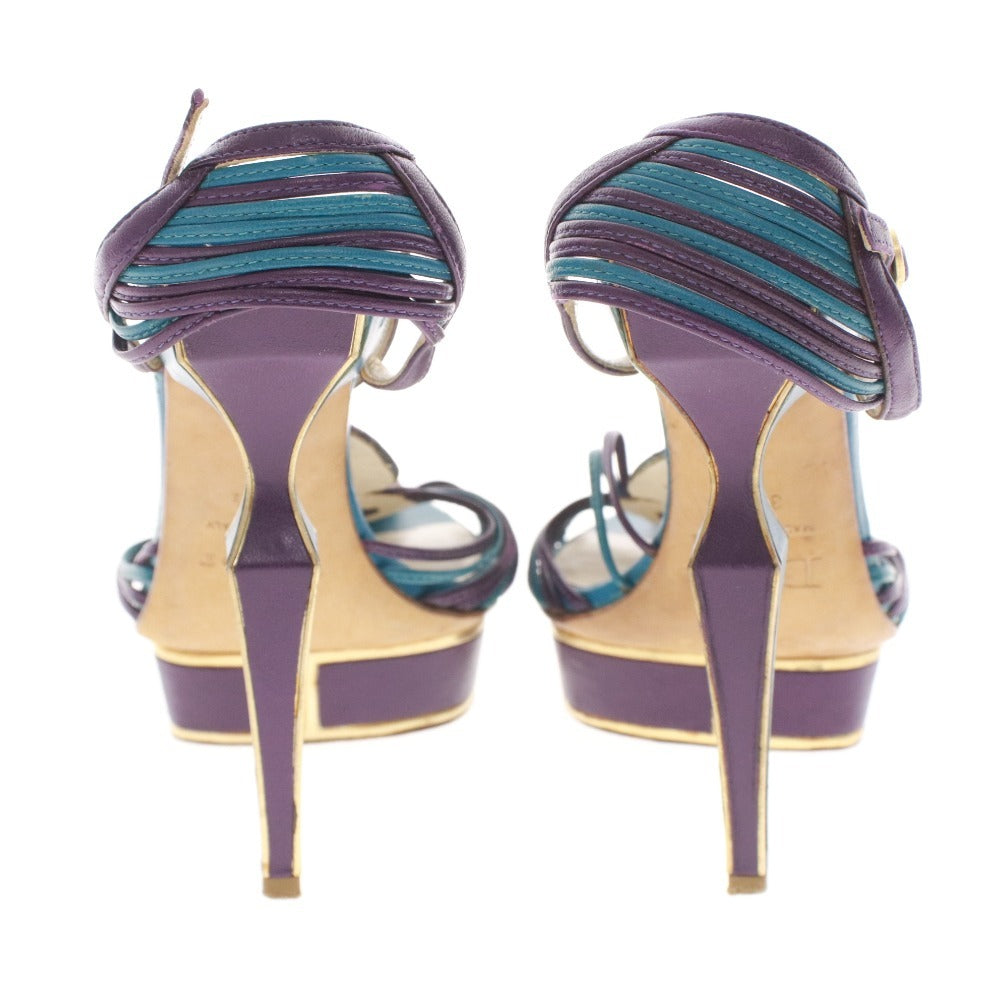 ■ Christian Dior Women's Party Sandals, Stiletto Heels, Size 36 1/2 (23.5cm), Purple and Blue