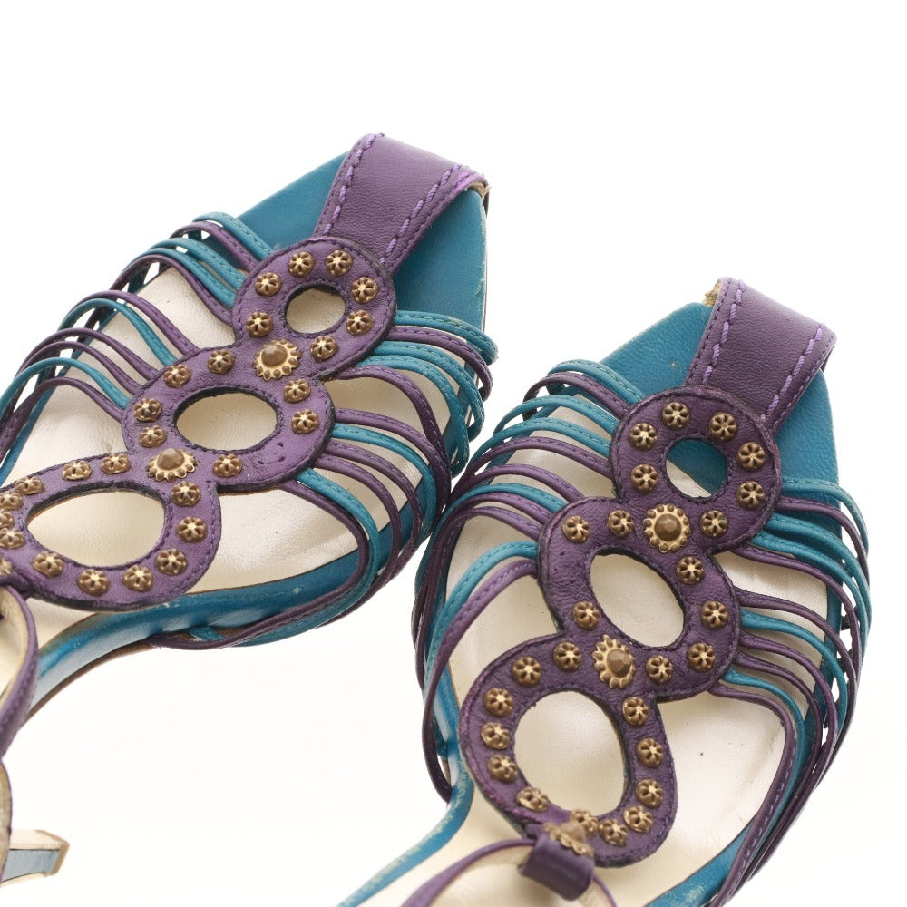 ■ Christian Dior Women's Party Sandals, Stiletto Heels, Size 36 1/2 (23.5cm), Purple and Blue