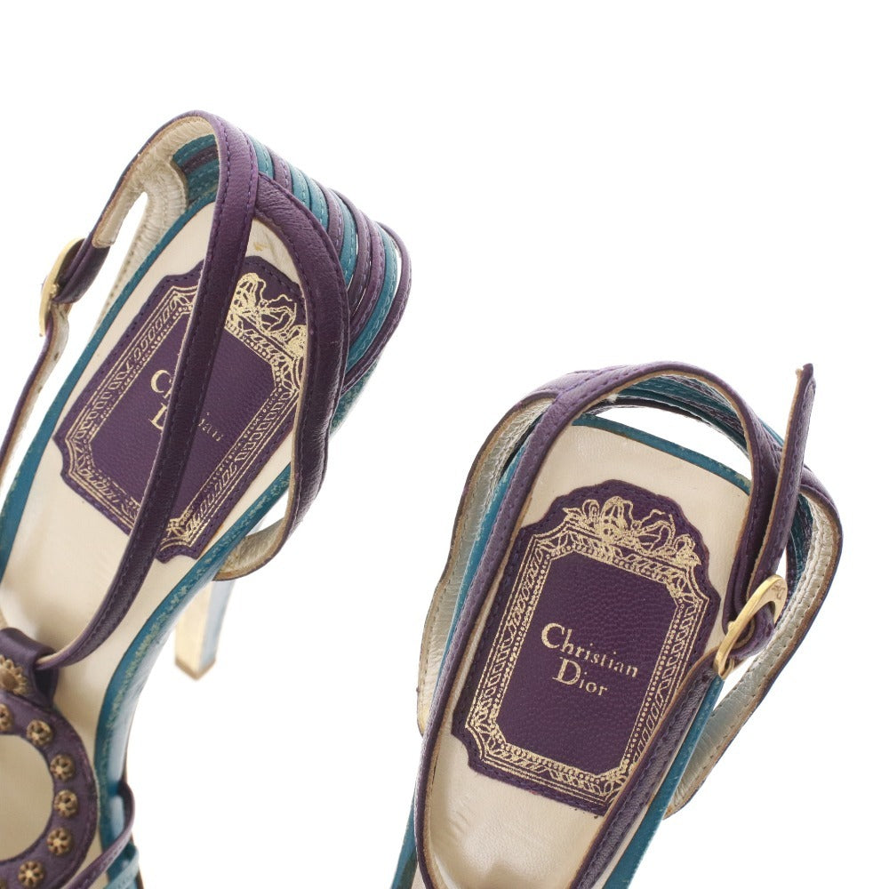 ■ Christian Dior Women's Party Sandals, Stiletto Heels, Size 36 1/2 (23.5cm), Purple and Blue