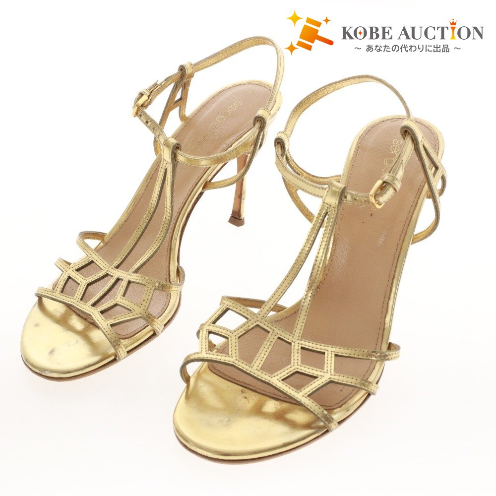 ■ Sergio Rossi sandals, ankle strap, women's, size 36 1/2 (equivalent to 23.5cm), gold