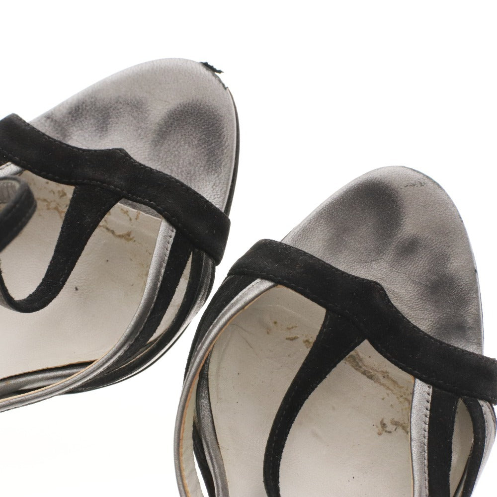 ■ ミュウミュウ サンダル 靴 ピンヒール クリスタル ストラップ レディース 37 （24cm相当） ブラック シルバー