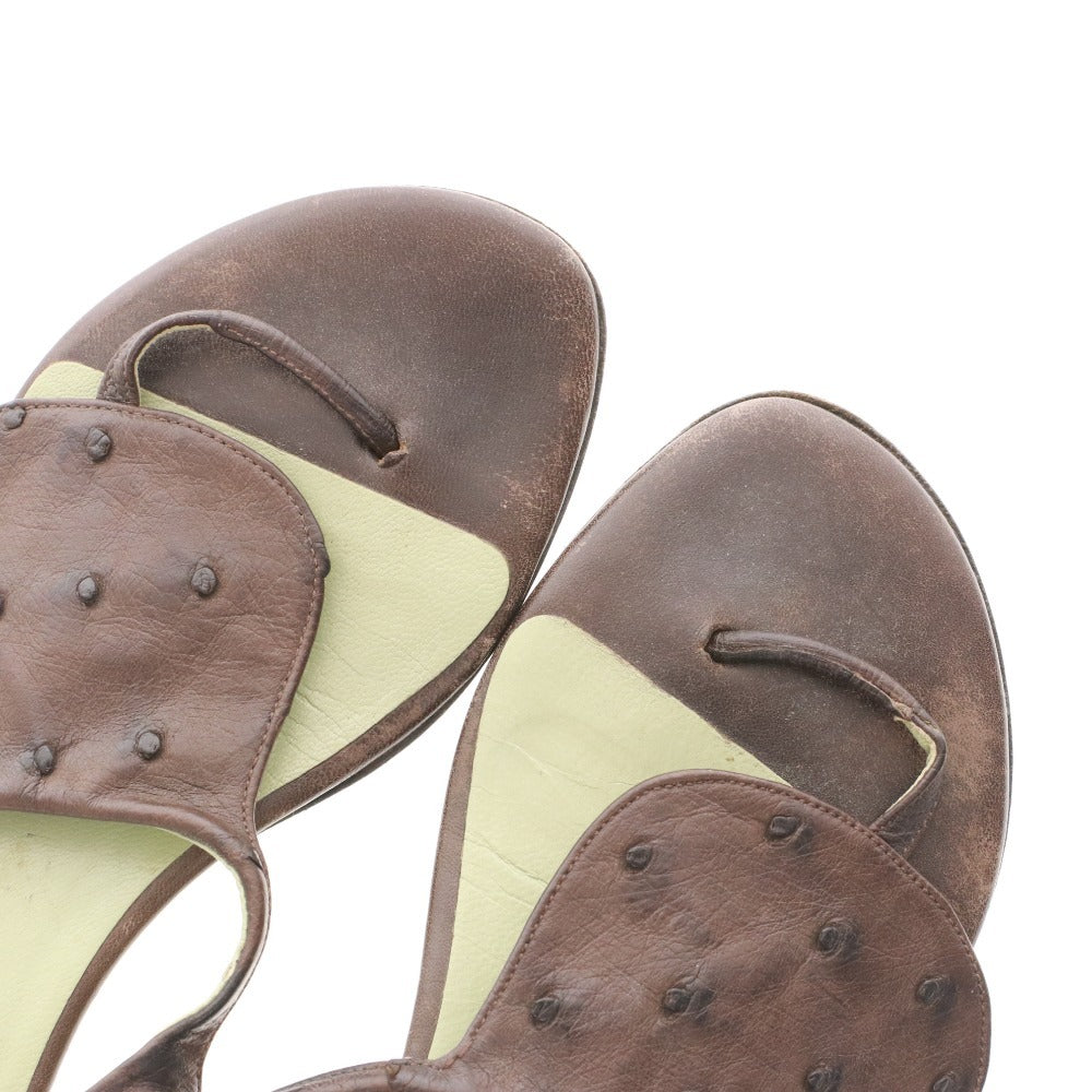 ■ プラダ サンダル 靴 フラット オーストリッチ ストラップ トング レディース 36 （23cm相当） ブラウン