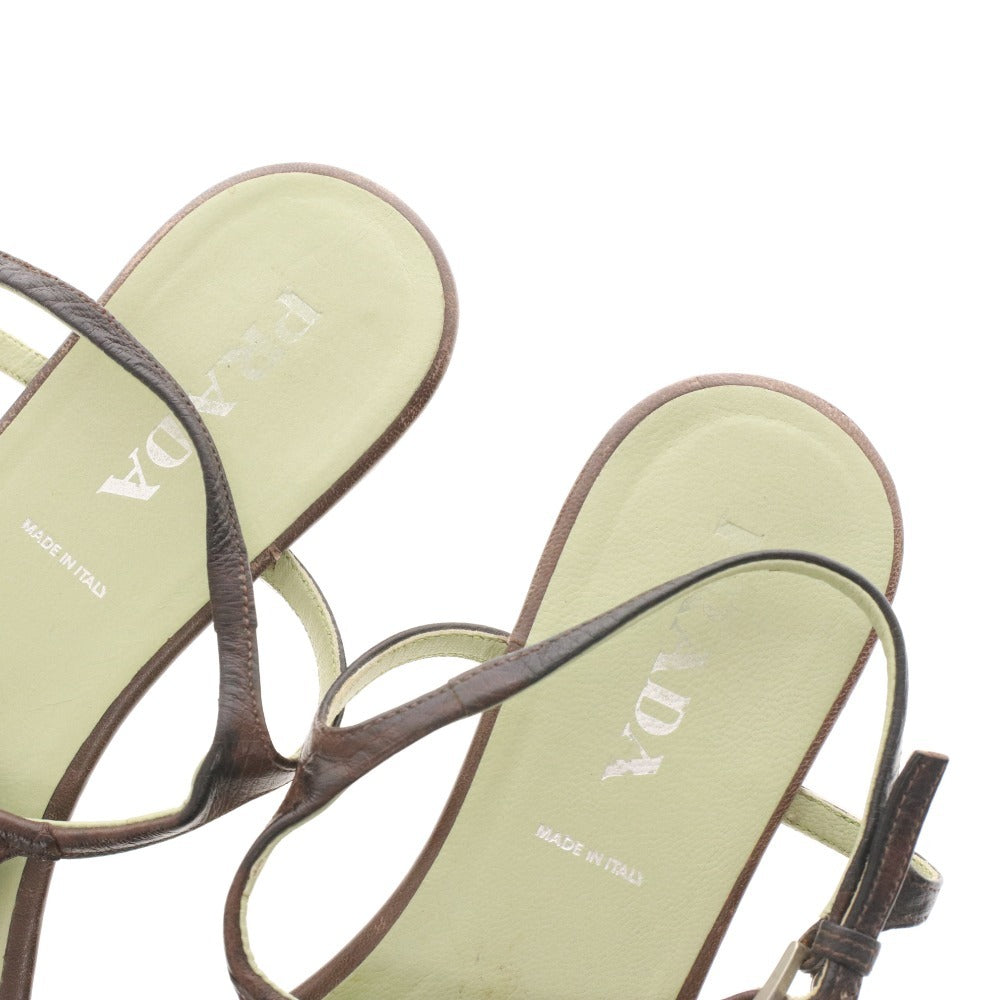 ■ プラダ サンダル 靴 フラット オーストリッチ ストラップ トング レディース 36 （23cm相当） ブラウン