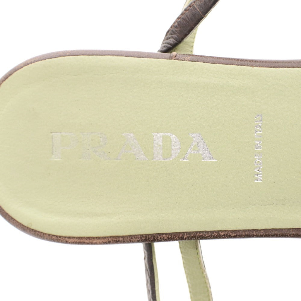 ■ プラダ サンダル 靴 フラット オーストリッチ ストラップ トング レディース 36 （23cm相当） ブラウン