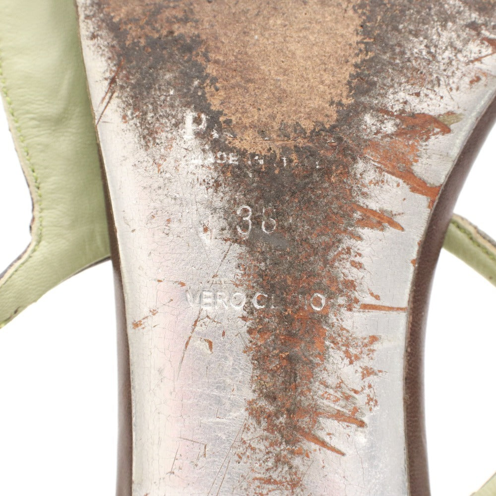 ■ プラダ サンダル 靴 フラット オーストリッチ ストラップ トング レディース 36 （23cm相当） ブラウン