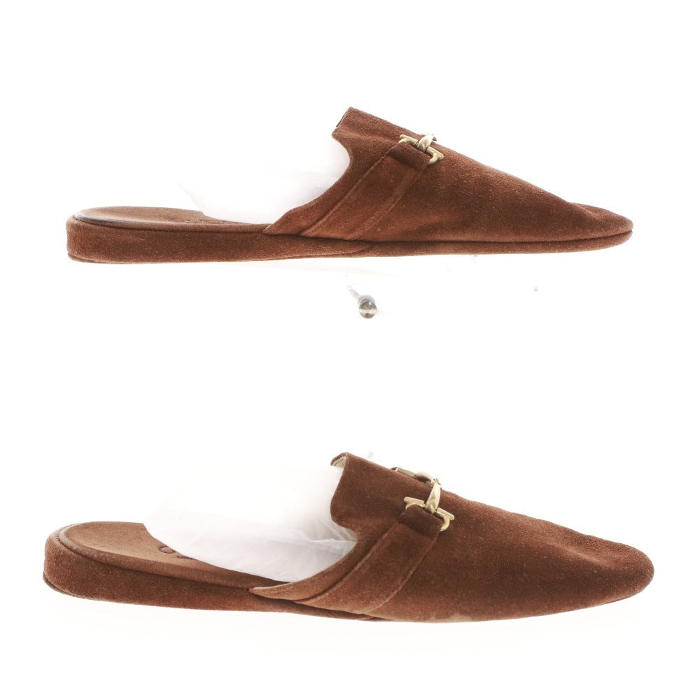 ■ グッチ ミュール サンダル 靴 スエード ホースビット フラット レディース 36 （23cm相当） ブラウン