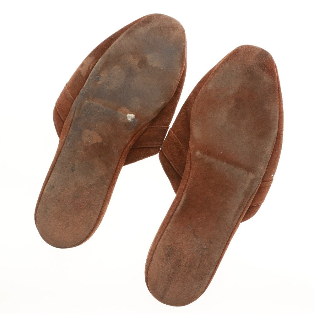 ■ グッチ ミュール サンダル 靴 スエード ホースビット フラット レディース 36 （23cm相当） ブラウン