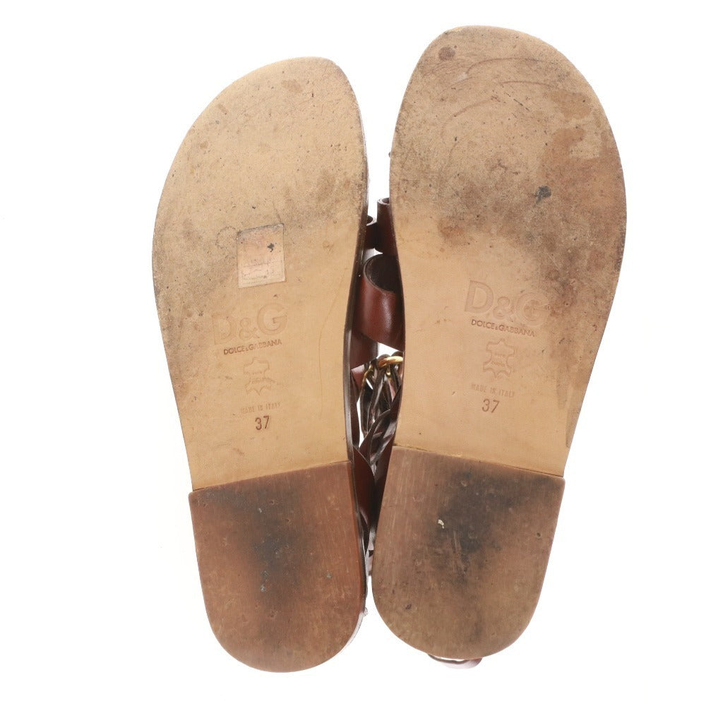 ■ ドルチェアンドガッバーナ サンダル 靴 グラディエーター フラット レディース 37 （24cm相当） ブラウン 袋付き