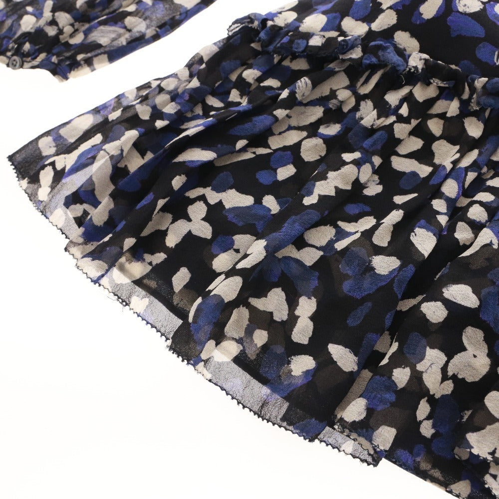 ■ スリーワンフィリップリム ワンピース 長袖 トップス ボトムス 総柄 シルク レディース 2 （M相当）ネイビー ブラック