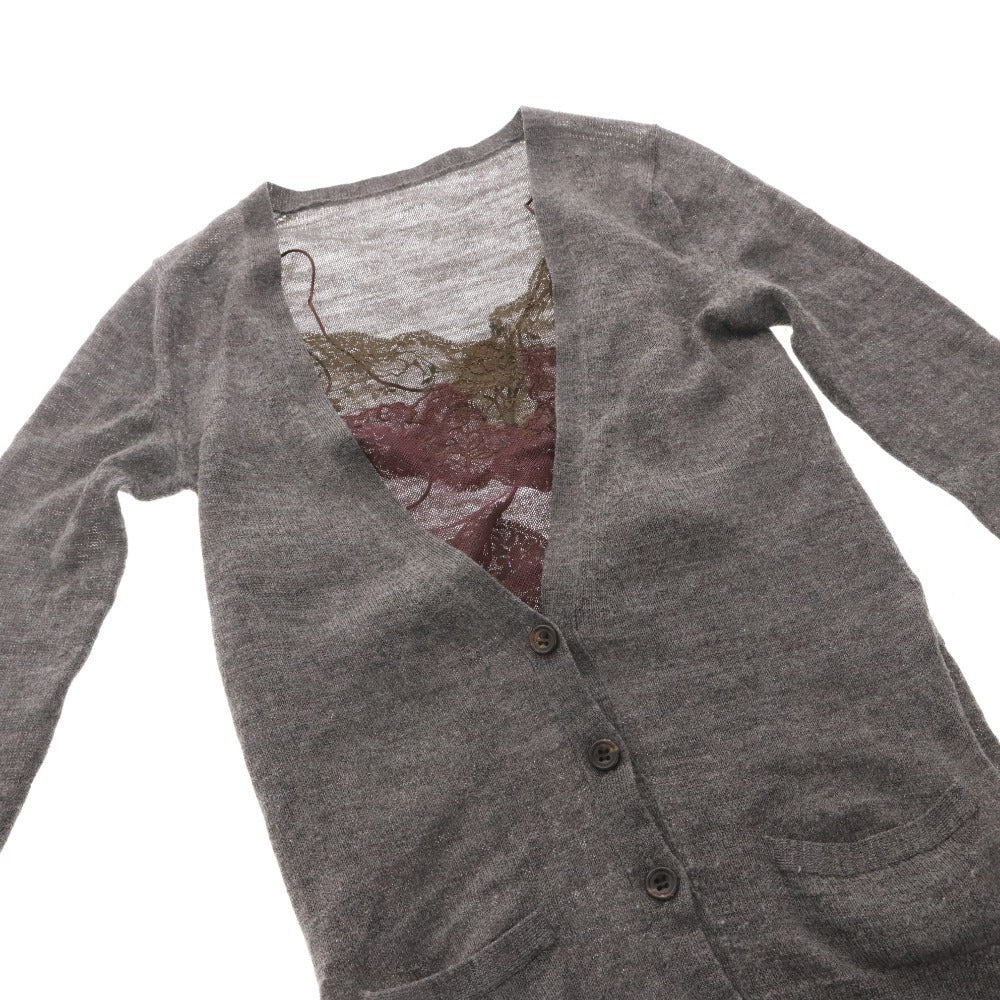 ■ サカイ sacai カーディガン トップス レース Vネック ドッキング レディース 38 グレー パープル