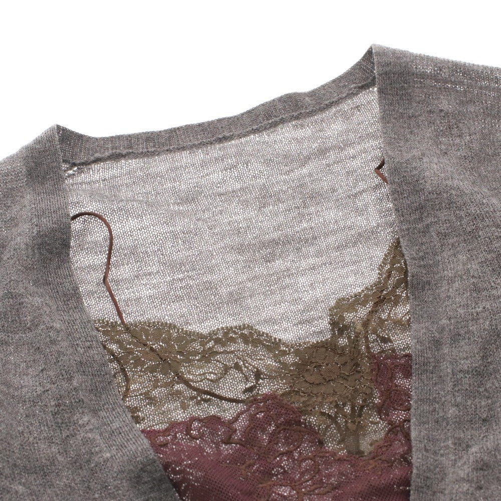 ■ サカイ sacai カーディガン トップス レース Vネック ドッキング レディース 38 グレー パープル