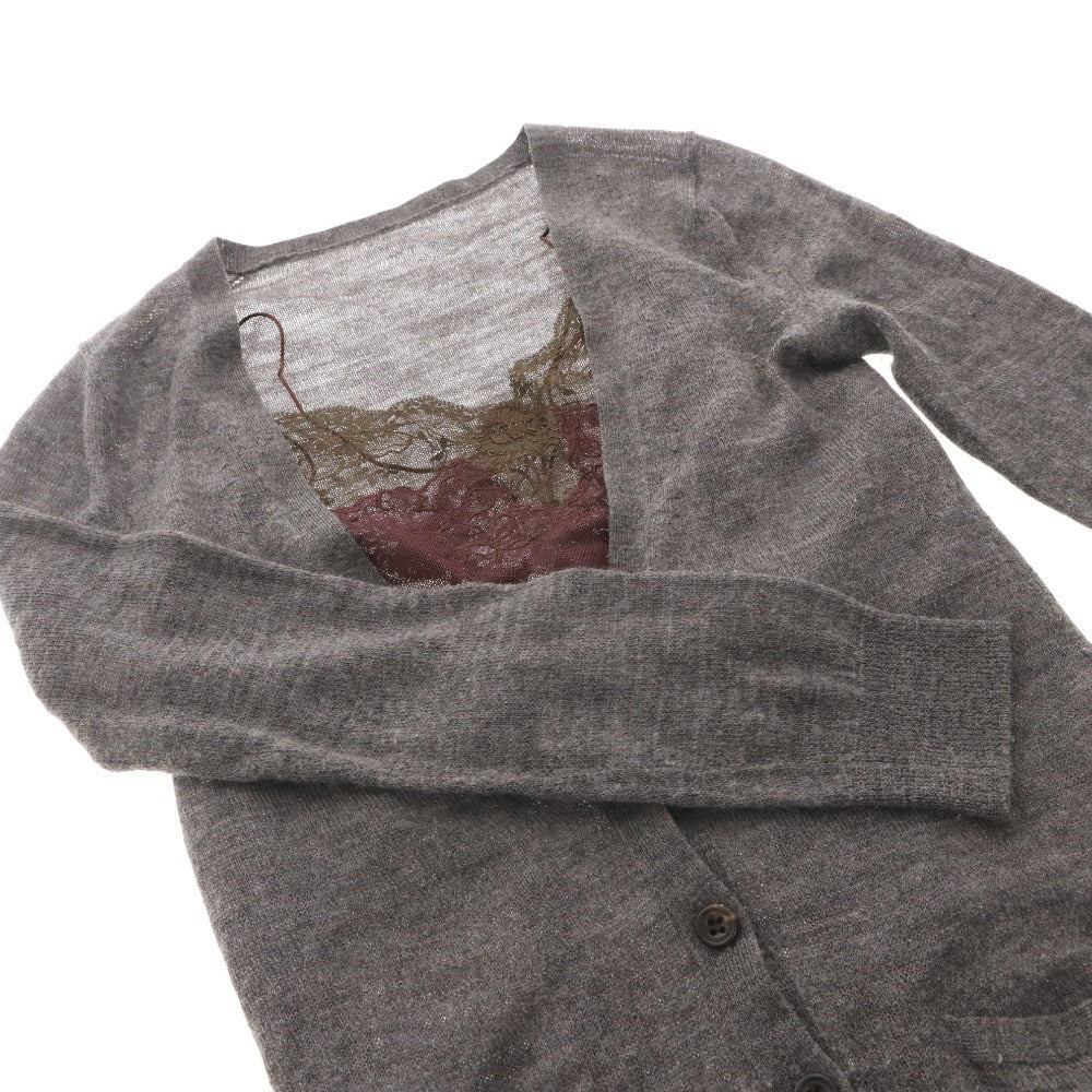 ■ サカイ sacai カーディガン トップス レース Vネック ドッキング レディース 38 グレー パープル