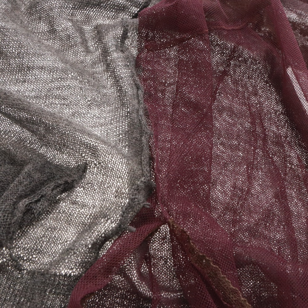 ■ サカイ sacai カーディガン トップス レース Vネック ドッキング レディース 38 グレー パープル