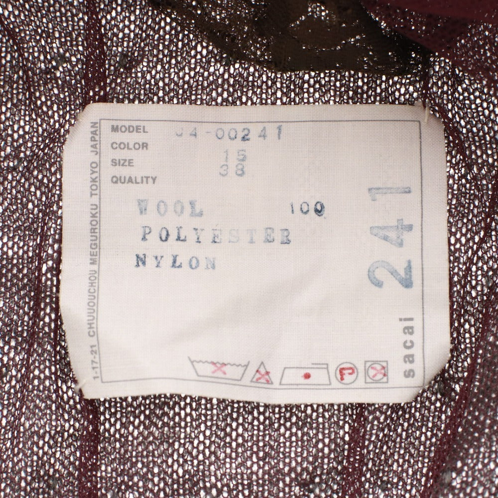 ■ サカイ sacai カーディガン トップス レース Vネック ドッキング レディース 38 グレー パープル