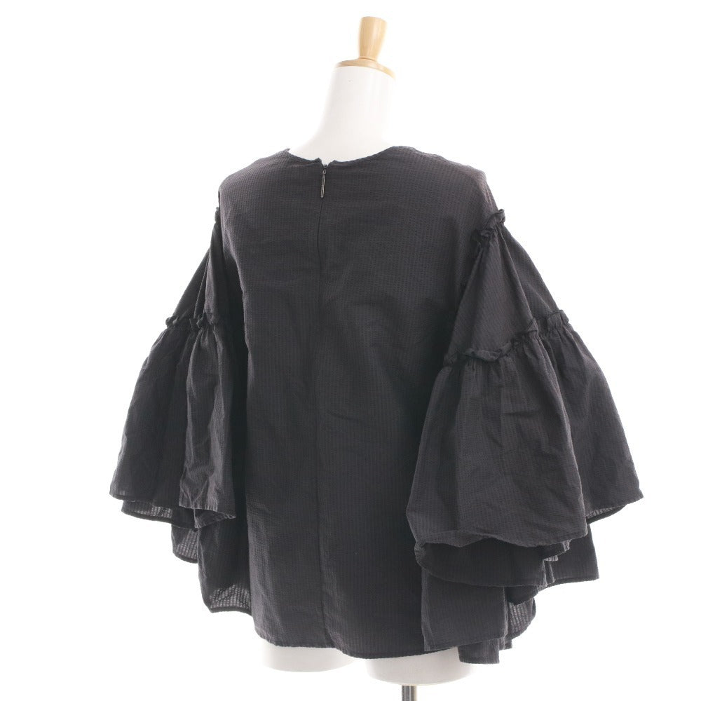 ■ MSGM MILANO フリルシャツ 長袖 トップス フリル袖 パーティー イタリア製 レディース 40 (L相当) ブラック 黒