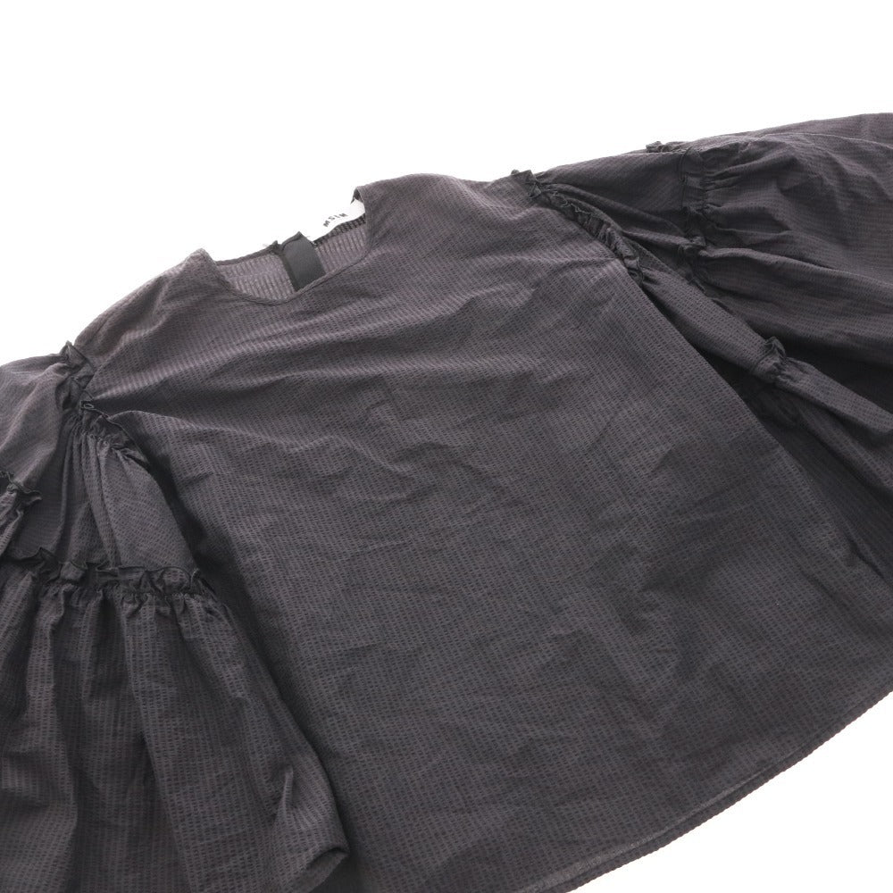 ■ MSGM MILANO フリルシャツ 長袖 トップス フリル袖 パーティー イタリア製 レディース 40 (L相当) ブラック 黒