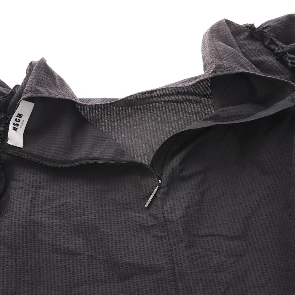 ■ MSGM MILANO フリルシャツ 長袖 トップス フリル袖 パーティー イタリア製 レディース 40 (L相当) ブラック 黒