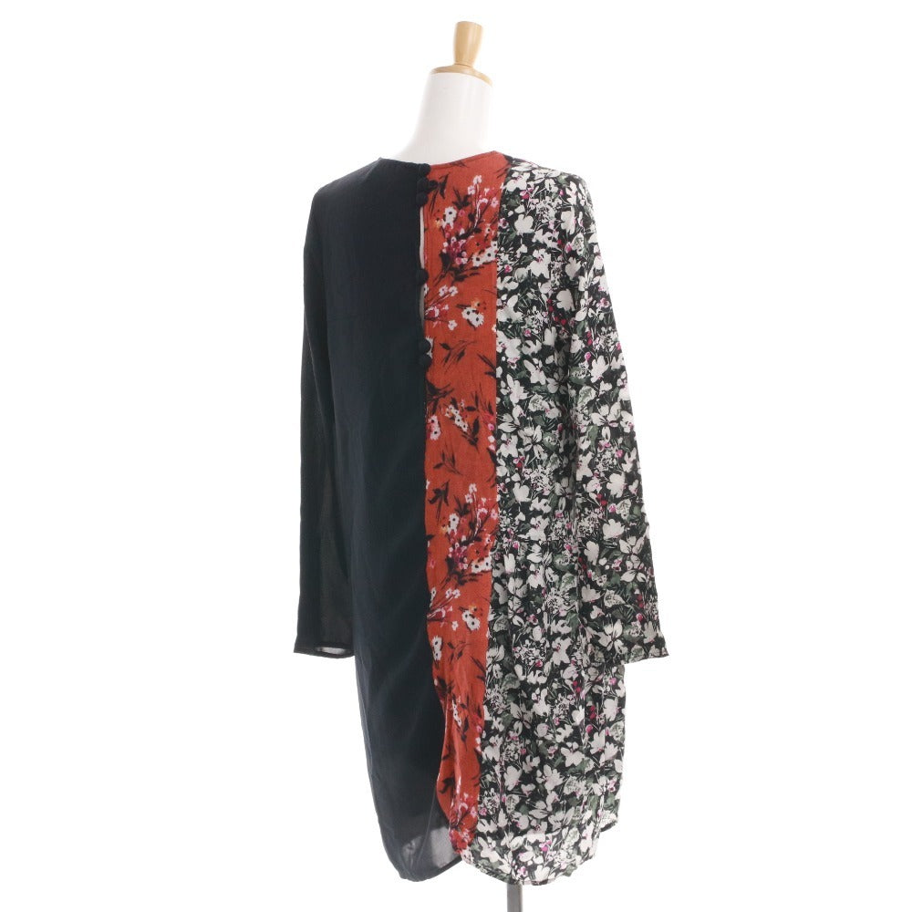 Acne Studios long-sleeved knee-length floral print dress, size 36 (equivalent to S), available in multicolor, reddish-brown, white, black, etc.