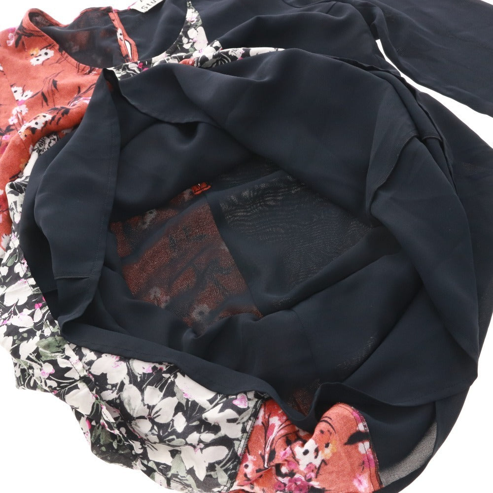 Acne Studios long-sleeved knee-length floral print dress, size 36 (equivalent to S), available in multicolor, reddish-brown, white, black, etc.