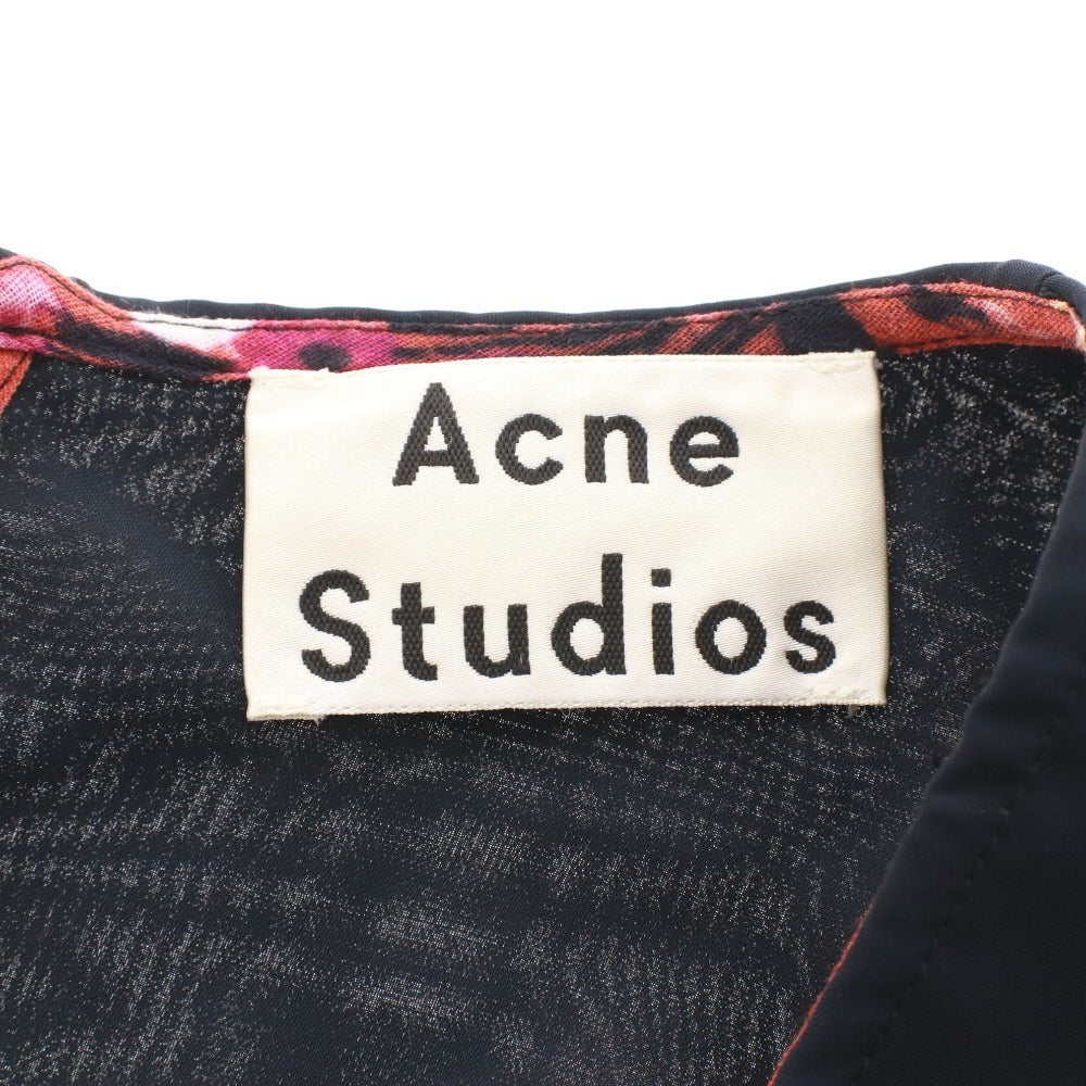 Acne Studios long-sleeved knee-length floral print dress, size 36 (equivalent to S), available in multicolor, reddish-brown, white, black, etc.