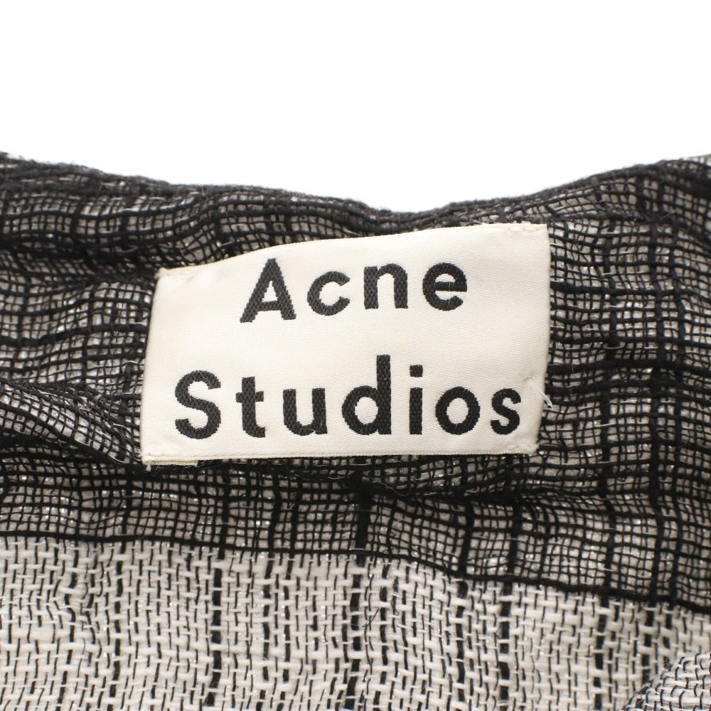 ■ Acne Studios ワンピース ノースリーブ トップス ひざ丈 バッグロング チェック柄 リネン レディース 34 (S相当) ホワイト ブラック