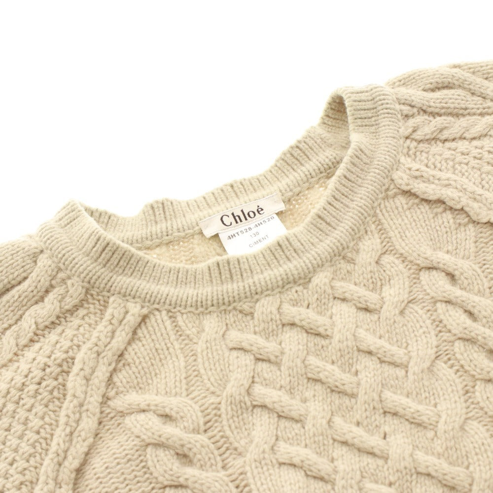 ■ Chloe クロエ セーター 長袖 トップス ニット 総柄 メリノウール イタリア製 レディース XS ベージュ系