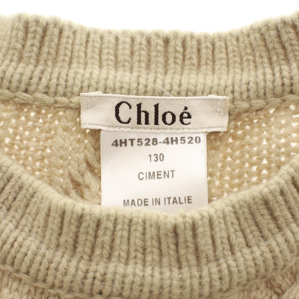 ■ Chloe クロエ セーター 長袖 トップス ニット 総柄 メリノウール イタリア製 レディース XS ベージュ系