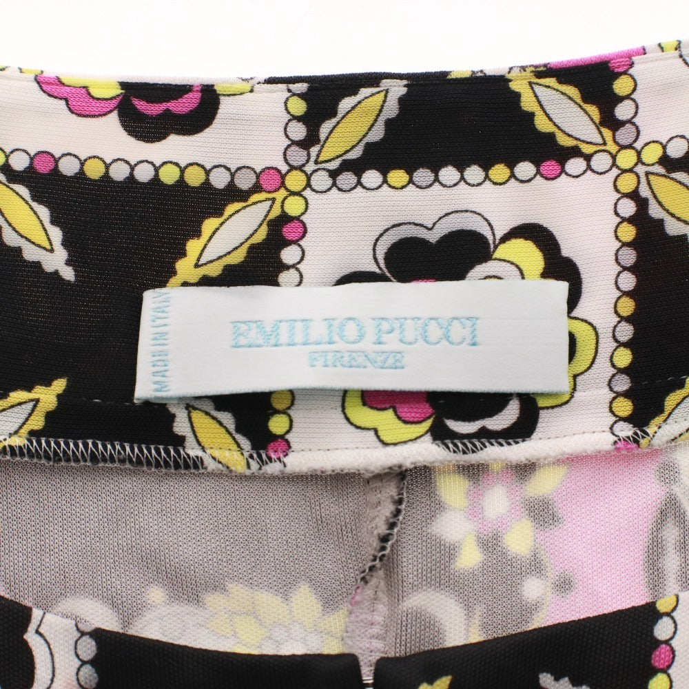 ■ EMILIO PUCCI カットソー ミニワンピース 長袖 トップス 前カン 総柄 イタリア製 レディース 実寸 XS相当 マルチカラー ホワイト 等