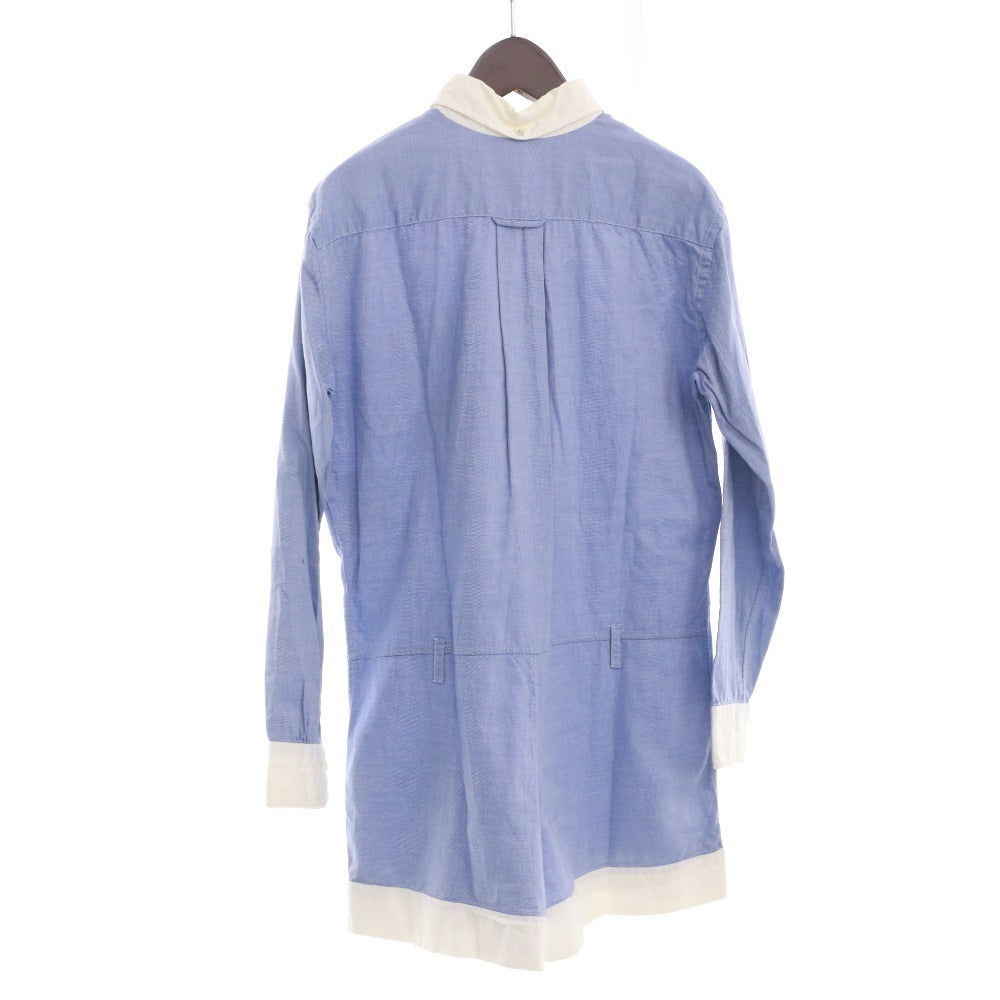 ■ JUNYA WATANABE x COMME des GARÇONS Long Sleeve Shirt Top with Overalls, Collar, Front Buttons, and Chest Pocket, Women's, Size S, Light Blue