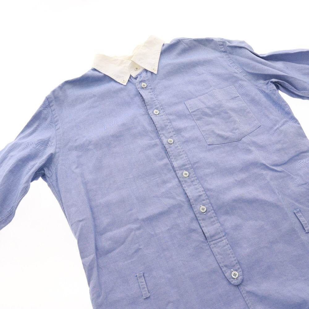 ■ JUNYA WATANABE x COMME des GARÇONS Long Sleeve Shirt Top with Overalls, Collar, Front Buttons, and Chest Pocket, Women's, Size S, Light Blue