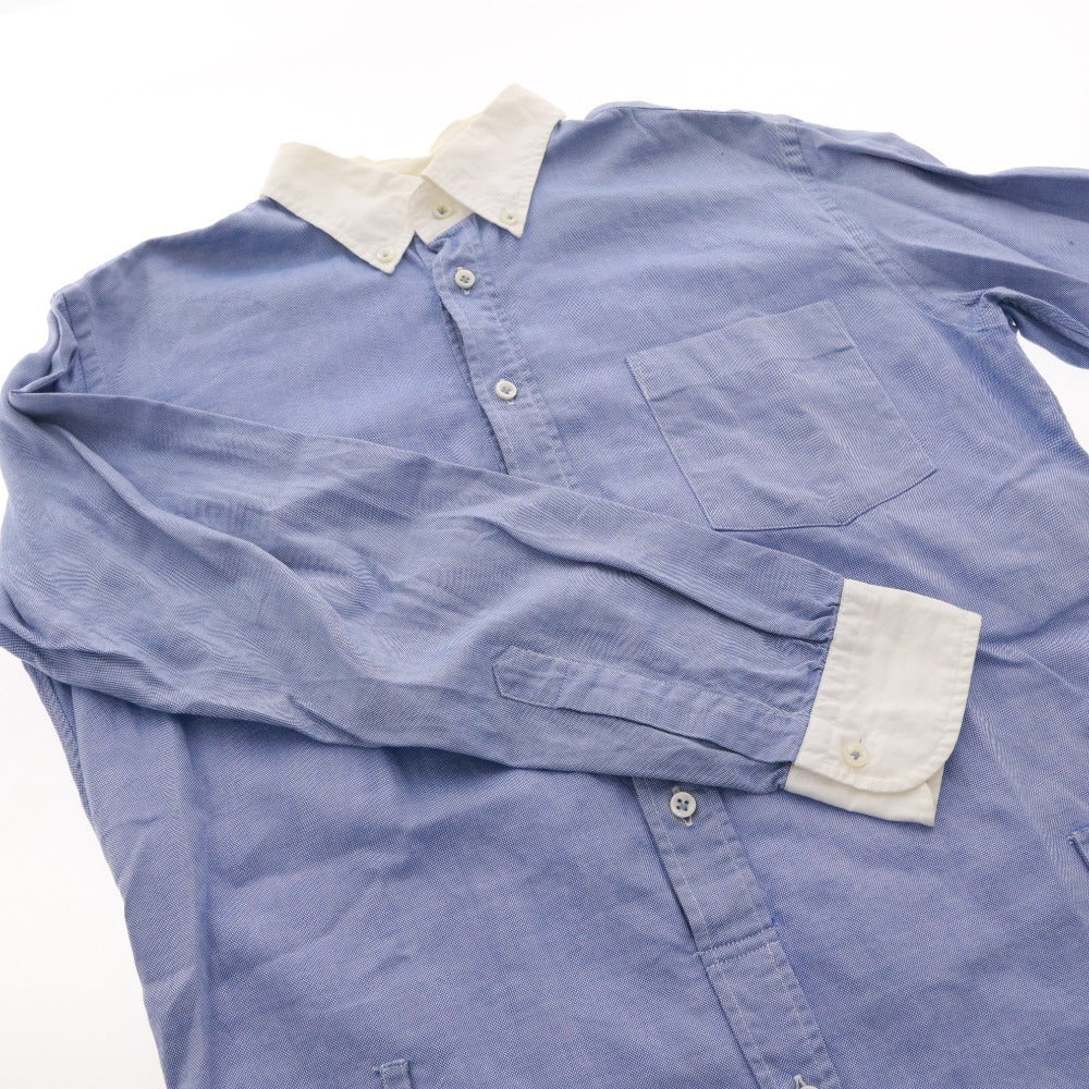 ■ JUNYA WATANABE x COMME des GARÇONS Long Sleeve Shirt Top with Overalls, Collar, Front Buttons, and Chest Pocket, Women's, Size S, Light Blue