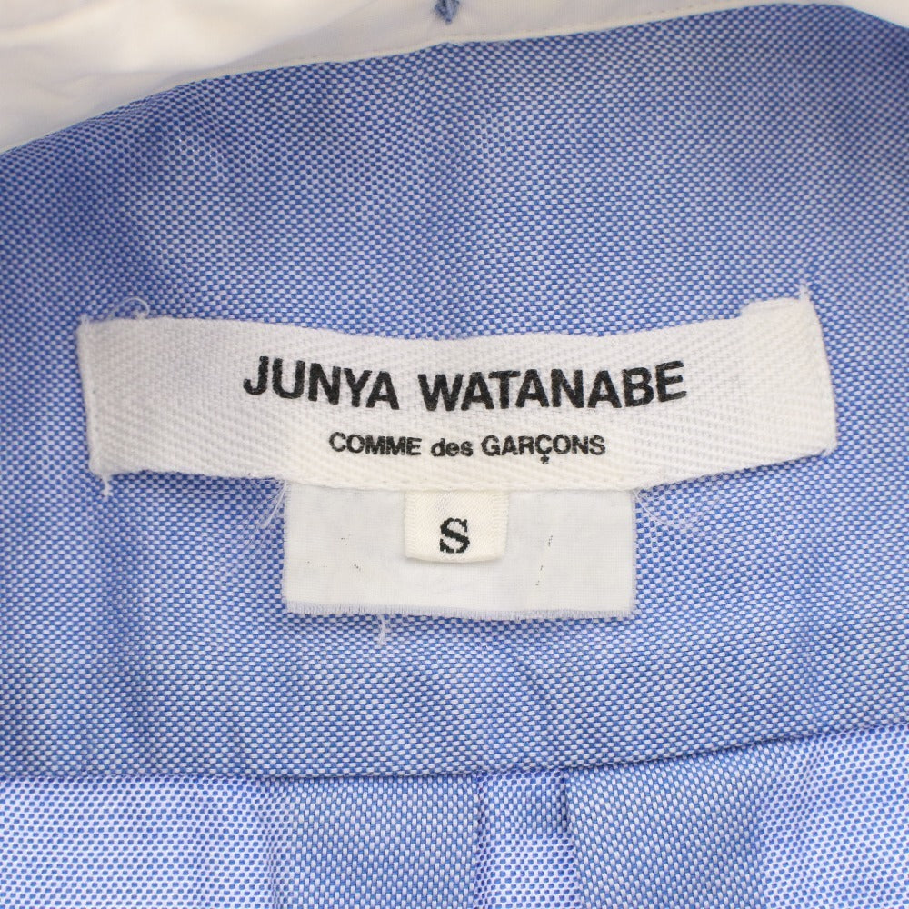 ■ JUNYA WATANABE x COMME des GARÇONS Long Sleeve Shirt Top with Overalls, Collar, Front Buttons, and Chest Pocket, Women's, Size S, Light Blue