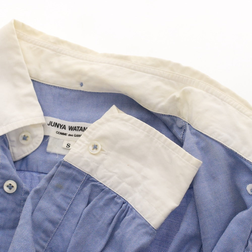 ■ JUNYA WATANABE x COMME des GARÇONS Long Sleeve Shirt Top with Overalls, Collar, Front Buttons, and Chest Pocket, Women's, Size S, Light Blue