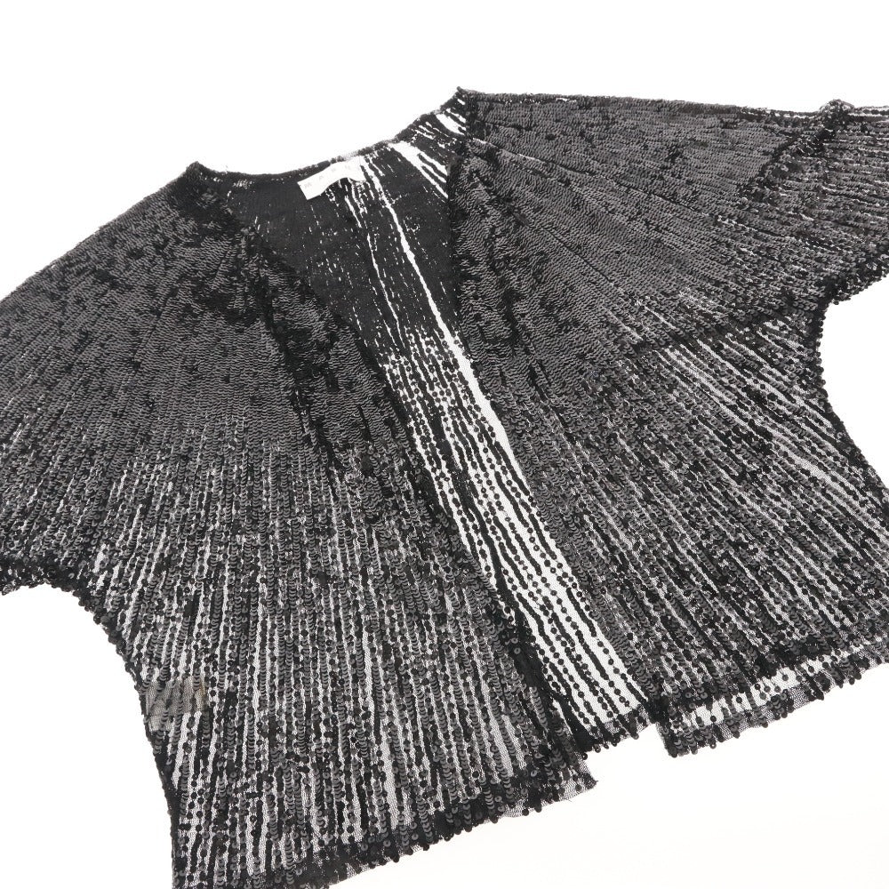 ■ MARNI マルニ ノーカラージャケット 長袖 アウター ボタンなし スパンコール 装飾 イタリア製 レディース 40 (L相当) ブラック 黒