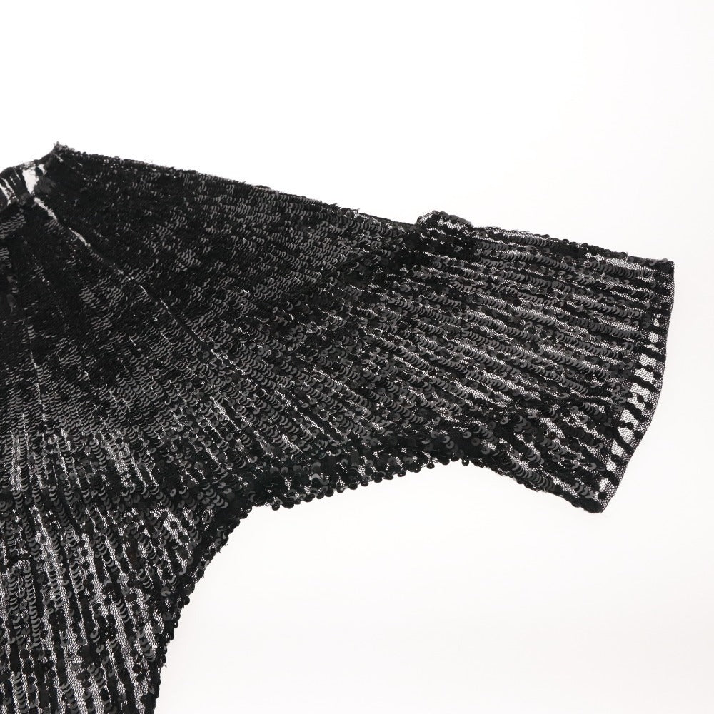 ■ MARNI マルニ ノーカラージャケット 長袖 アウター ボタンなし スパンコール 装飾 イタリア製 レディース 40 (L相当) ブラック 黒