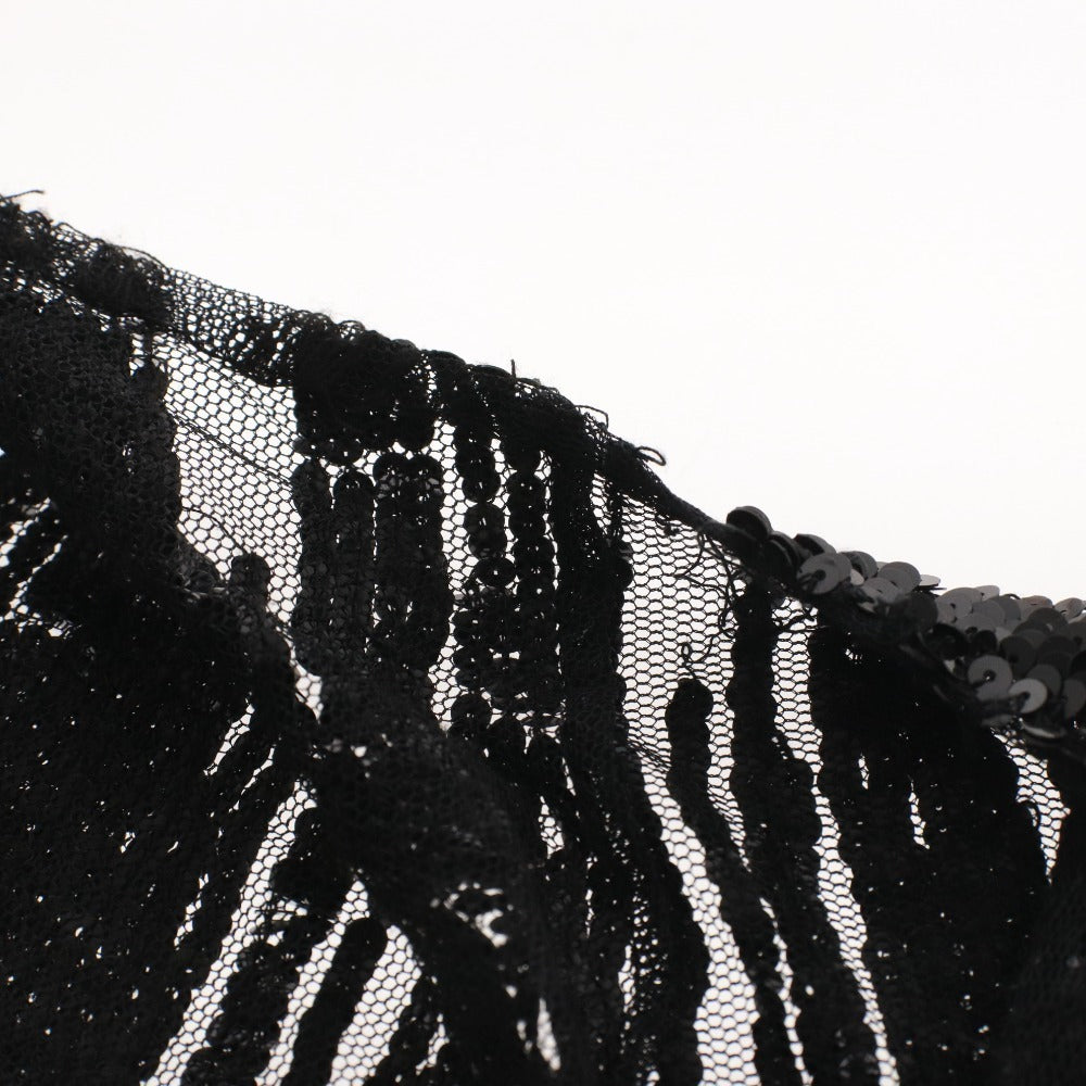 ■ MARNI マルニ ノーカラージャケット 長袖 アウター ボタンなし スパンコール 装飾 イタリア製 レディース 40 (L相当) ブラック 黒