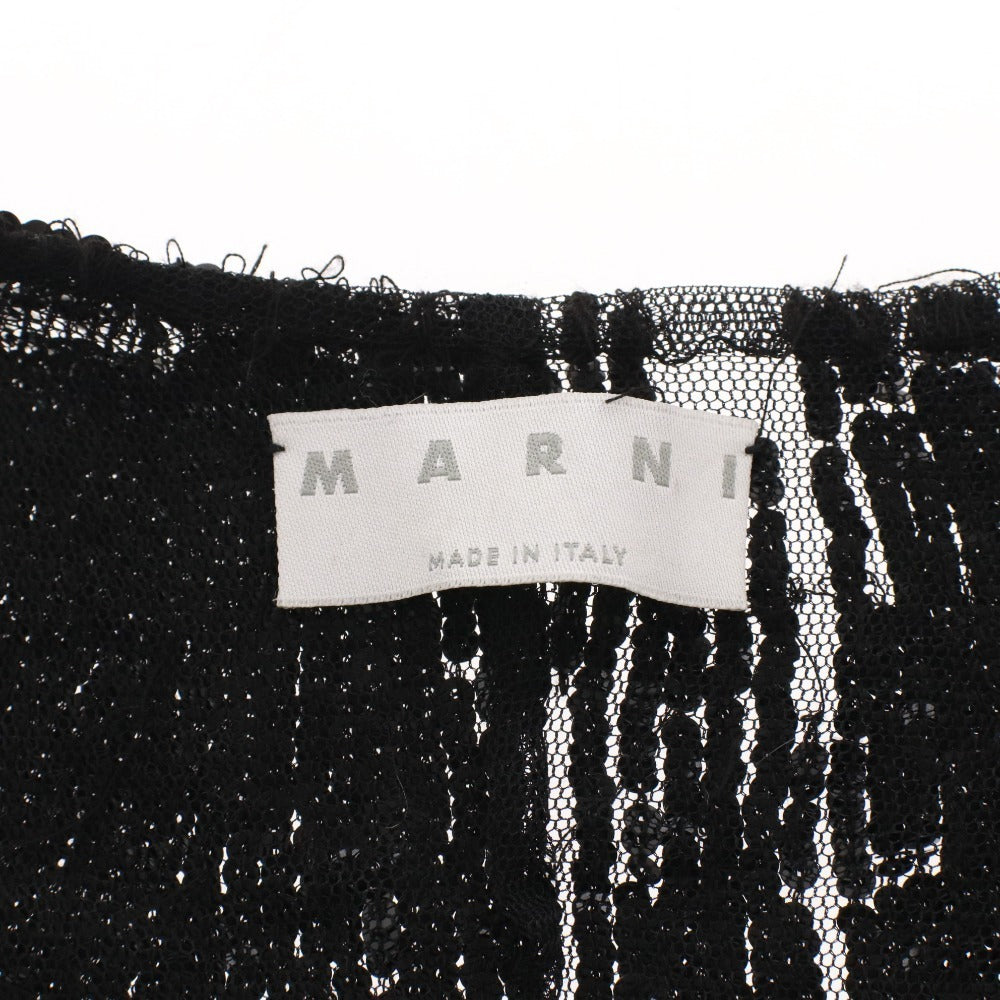 ■ MARNI マルニ ノーカラージャケット 長袖 アウター ボタンなし スパンコール 装飾 イタリア製 レディース 40 (L相当) ブラック 黒