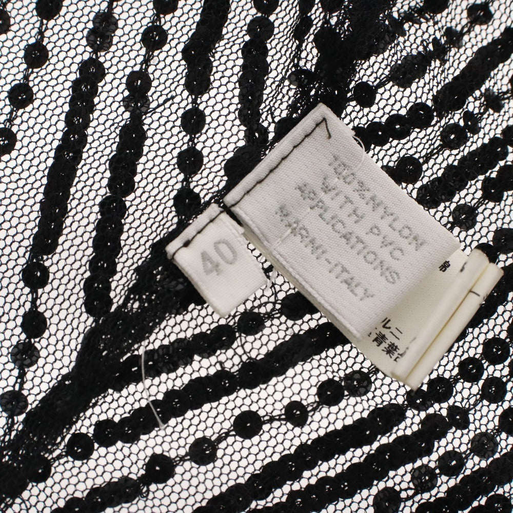 ■ MARNI マルニ ノーカラージャケット 長袖 アウター ボタンなし スパンコール 装飾 イタリア製 レディース 40 (L相当) ブラック 黒