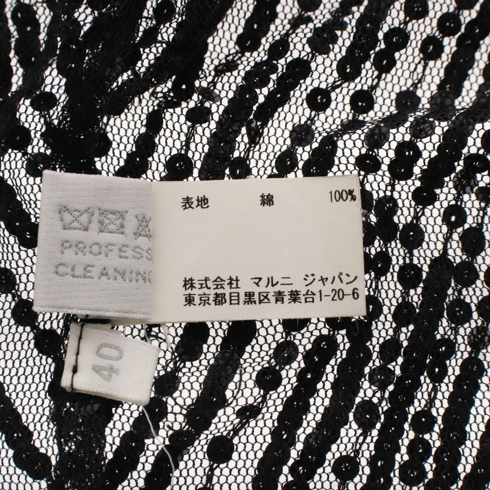■ MARNI マルニ ノーカラージャケット 長袖 アウター ボタンなし スパンコール 装飾 イタリア製 レディース 40 (L相当) ブラック 黒