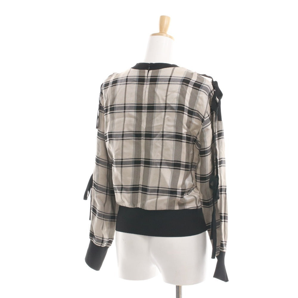 ■ 3.1 Phillip Lim 長袖シャツ トップス チェック柄 リボン装飾 後ろファスナー レディース 2 (S相当) ブラック ベージュ系