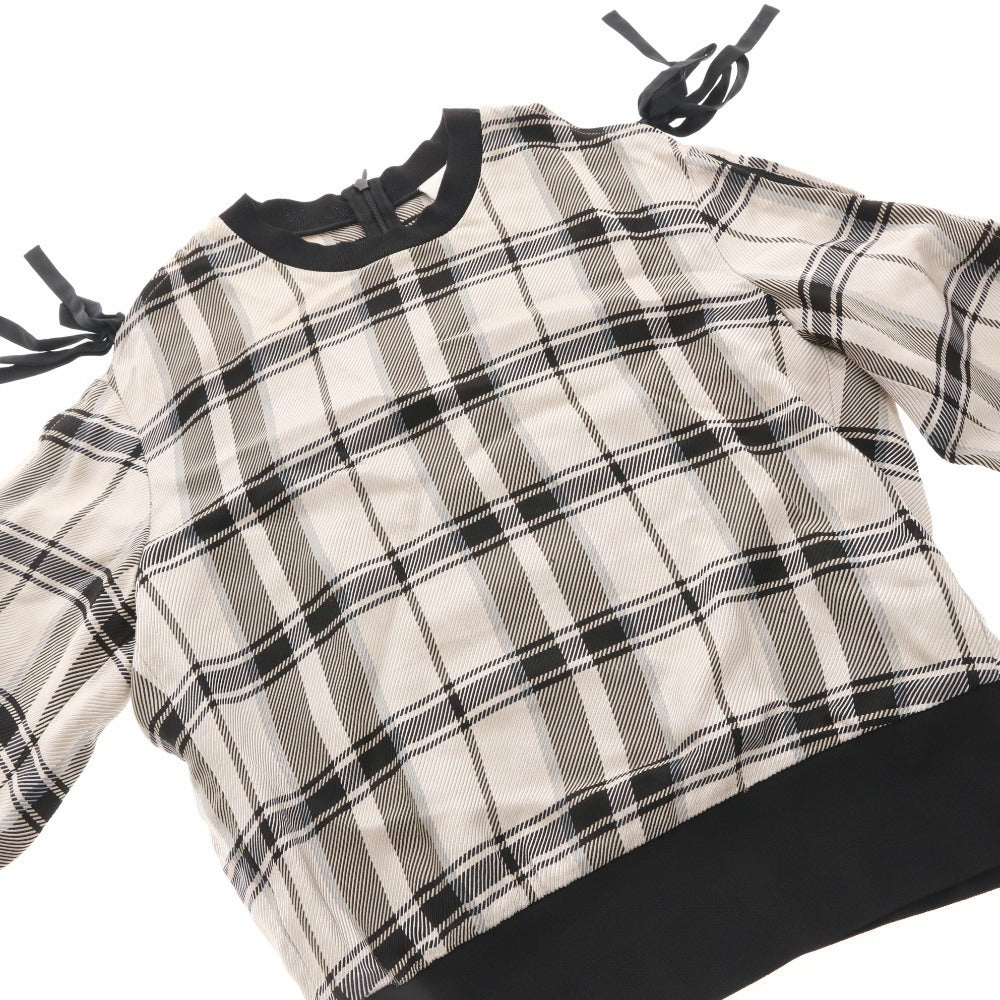 ■ 3.1 Phillip Lim 長袖シャツ トップス チェック柄 リボン装飾 後ろファスナー レディース 2 (S相当) ブラック ベージュ系