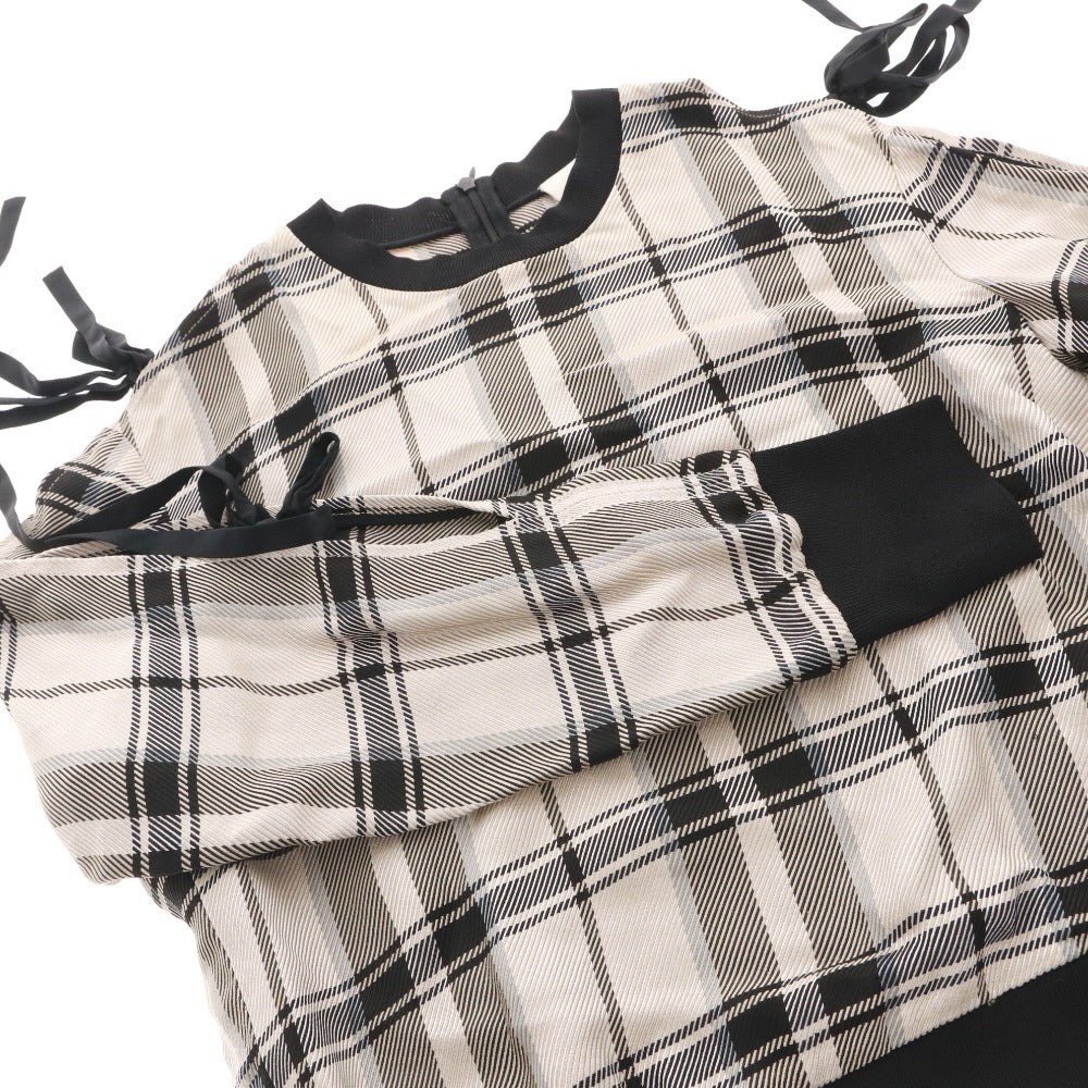 ■ 3.1 Phillip Lim 長袖シャツ トップス チェック柄 リボン装飾 後ろファスナー レディース 2 (S相当) ブラック ベージュ系