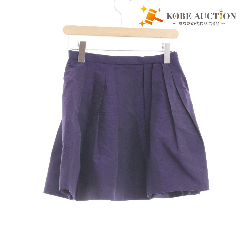 ■ miu miu ミュウミュウ プリーツスカート ボトムス ミニ ショート 無地 イタリア製 レディース 36 (M相当) パープル
