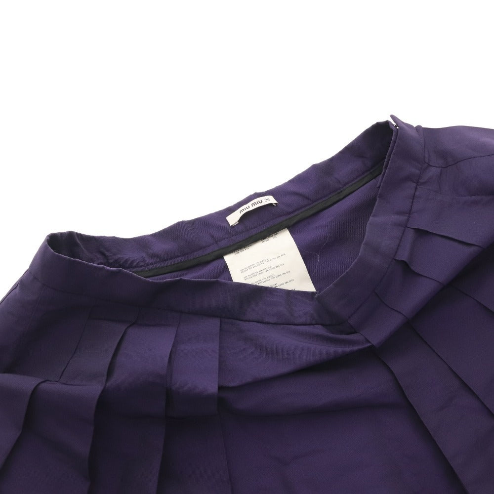 ■ miu miu ミュウミュウ プリーツスカート ボトムス ミニ ショート 無地 イタリア製 レディース 36 (M相当) パープル